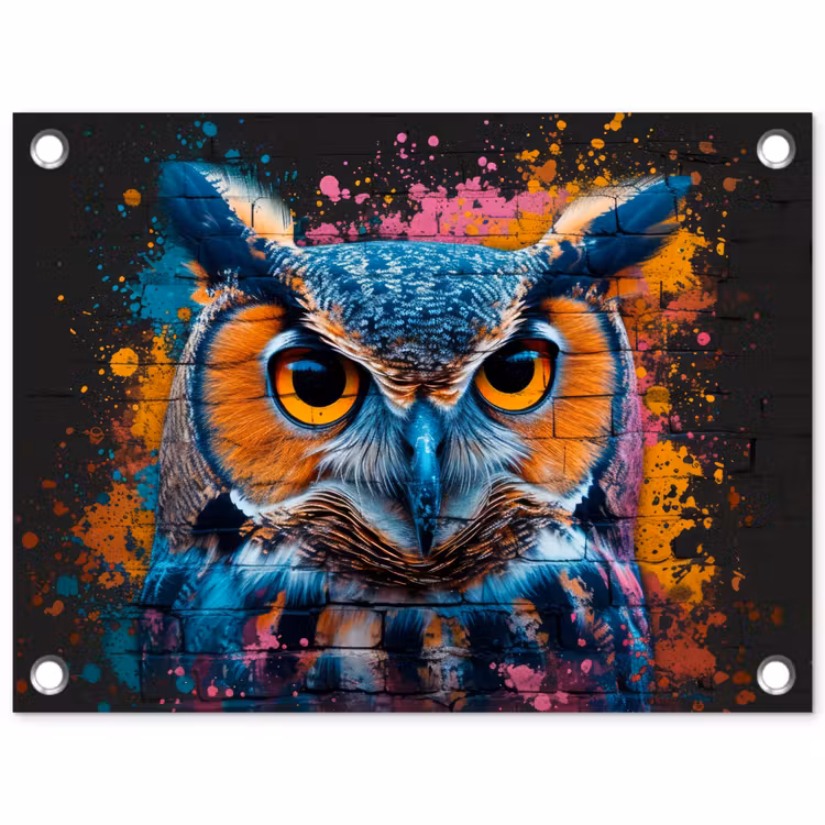 Tuinposter - Uil met Intense Blik — 1