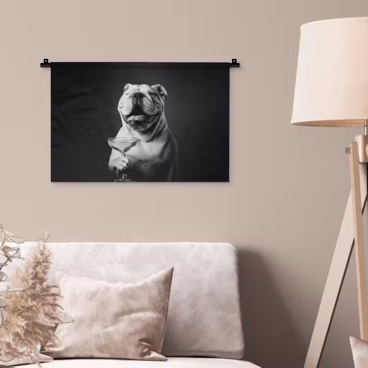 Wandkleed - Buldog - Hond - Glas — 2