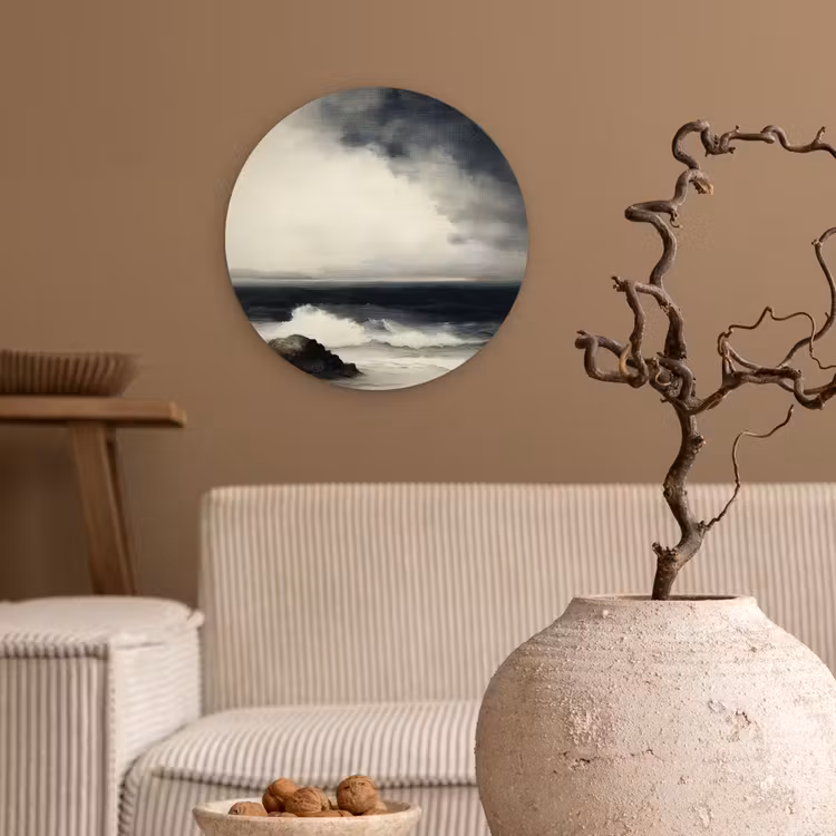 Wandcirkel - Glas - Zee - Rotsen - Storm — 2