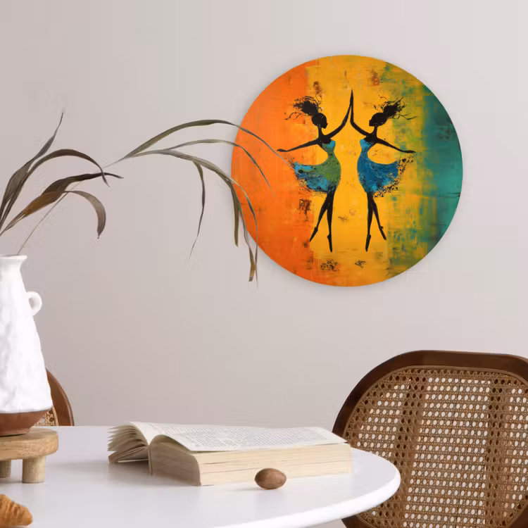 Wandcirkel - Glas - Dansen - Vrouwen - Verfstructuur — 4