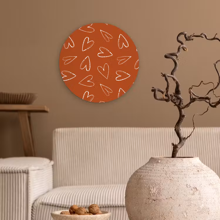 Wandcirkel - Glas - Terracotta - Wit - Hartjes — 2