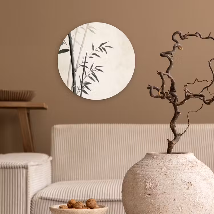 Wandcirkel - Glas - Japandi - Bamboe - Beige — 2