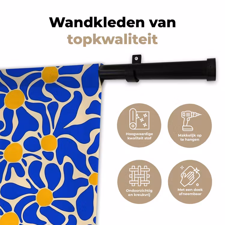 Wandkleed - Abstract - Bloem - Blauw — 3