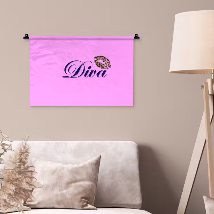 Wandkleed - Diva - Lip - Panterprint - Roze — 2