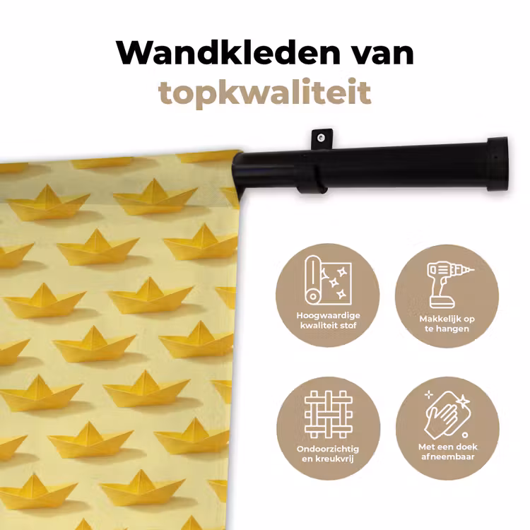 Wandkleed - Bootjes - Origami - Creatief - Geel — 3