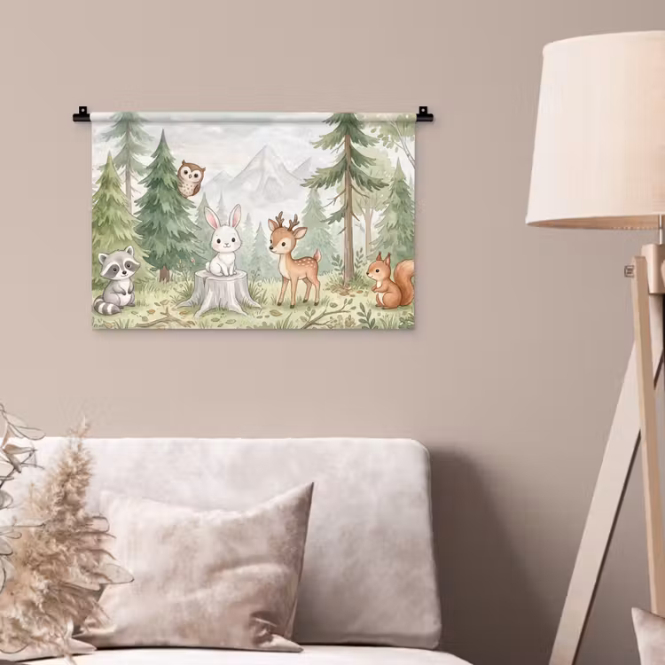 Wandkleed - Bos - Dieren - Groen — 2