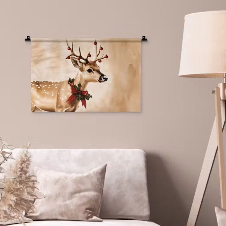 Wandkleed - Gewei - Kerst - Rendier - Rood — 2