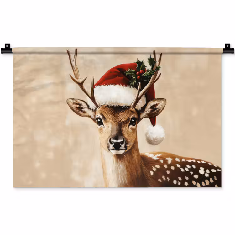 Wandkleed - Kerst - Hert - Gewei - Rood — 1