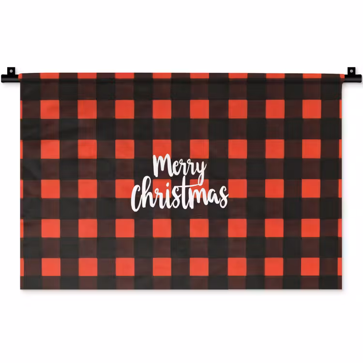 Wandkleed - Geruit - Rood - Tekst - Christmas — 1