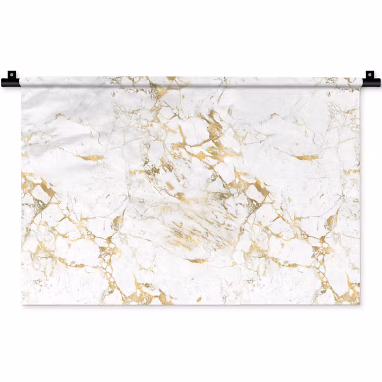 Wandkleed - Wit - Marmer - Luxe - Goud — 1
