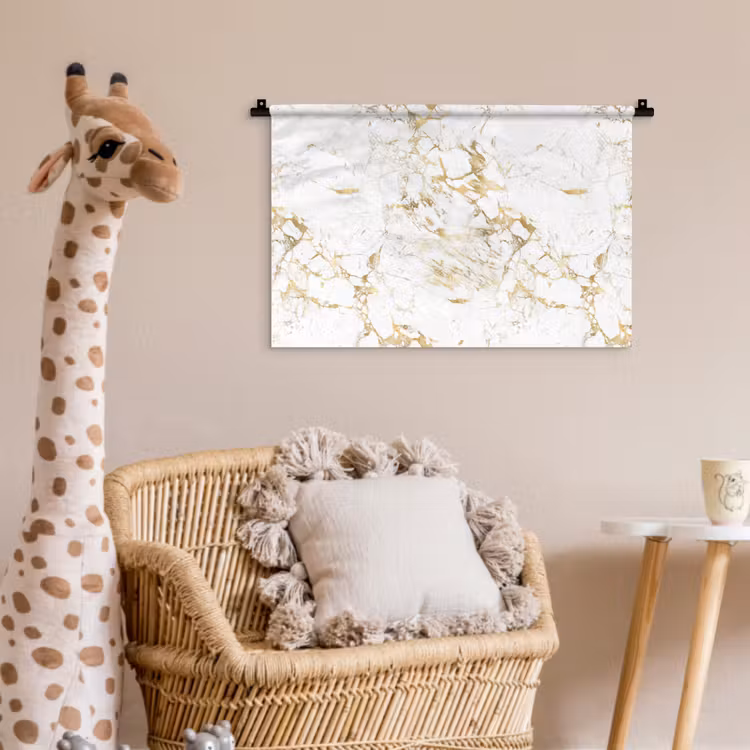 Wandkleed - Wit - Marmer - Luxe - Goud — 5