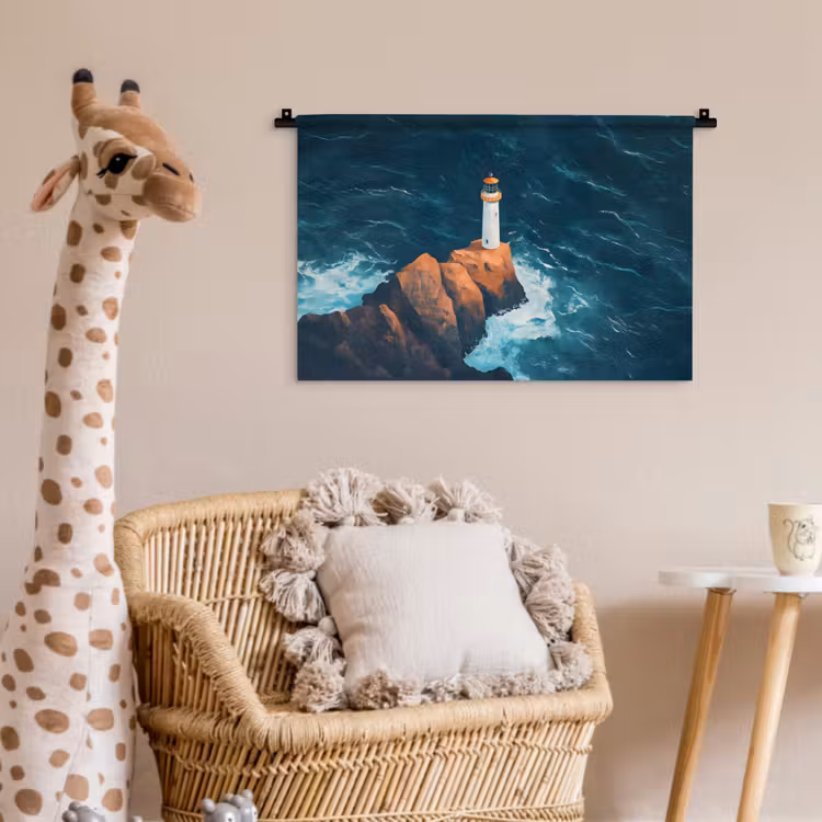 Wandkleed - Vuurtoren - Rots - Zee - Golven — 5