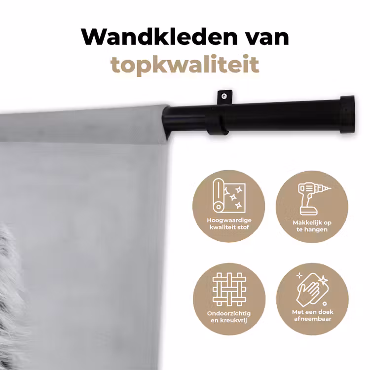 Wandkleed - Kat - Bril - Mok - Pluizig — 3