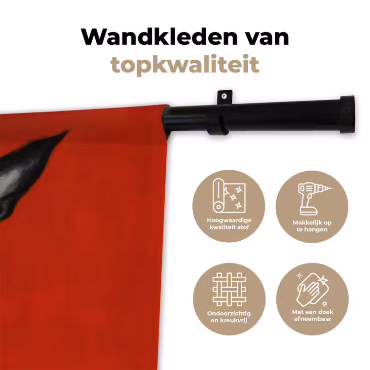 Wandkleed - Windhond - Minimalistisch - Rood — 3