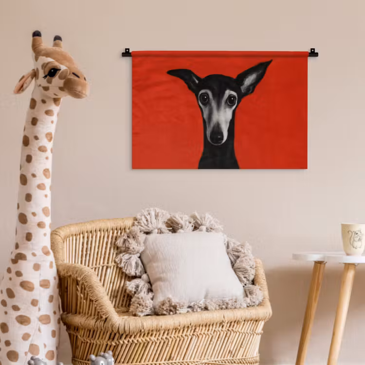Wandkleed - Windhond - Minimalistisch - Rood — 5