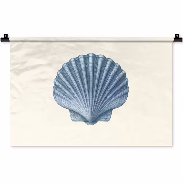 Wandkleed - Ribbels - Blauw - Schelp — 1
