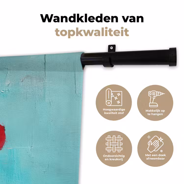 Wandkleed - Kersen - Rood - Drie - Geverfd — 3