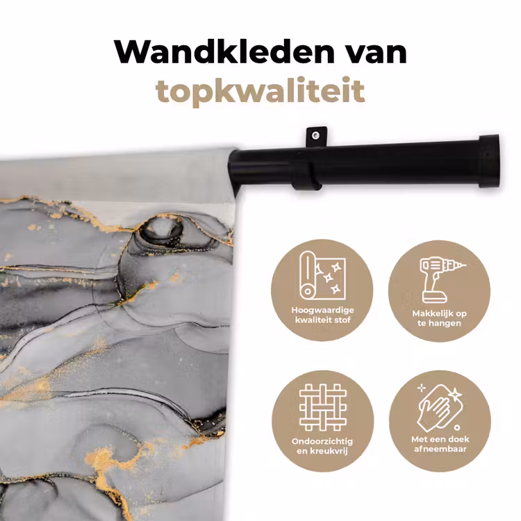 Wandkleed - Marmer - Goud - Grijs — 3