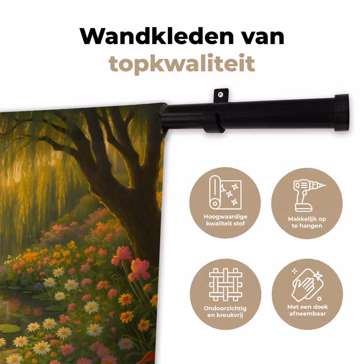 Wandkleed - Eenden - Vijver - Bloemen — 3