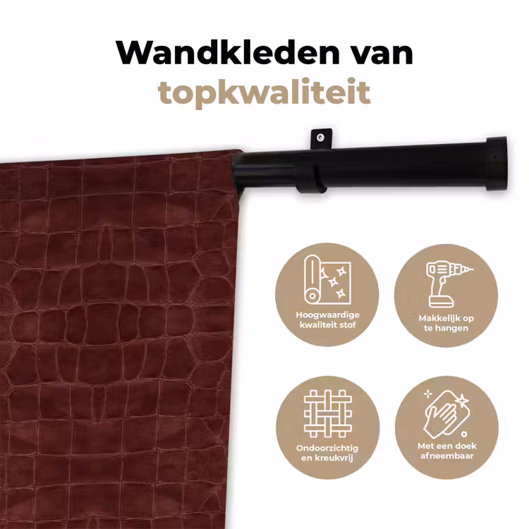 Wandkleed - Krokodil - Leer - Dieprood — 3