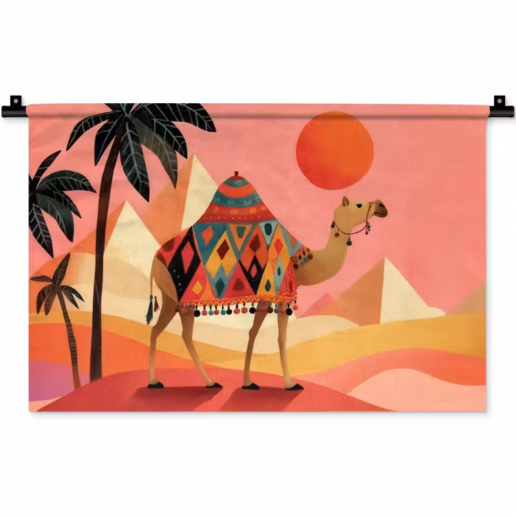 Wandkleed - Kameel - Pyramides - Rode zon — 1