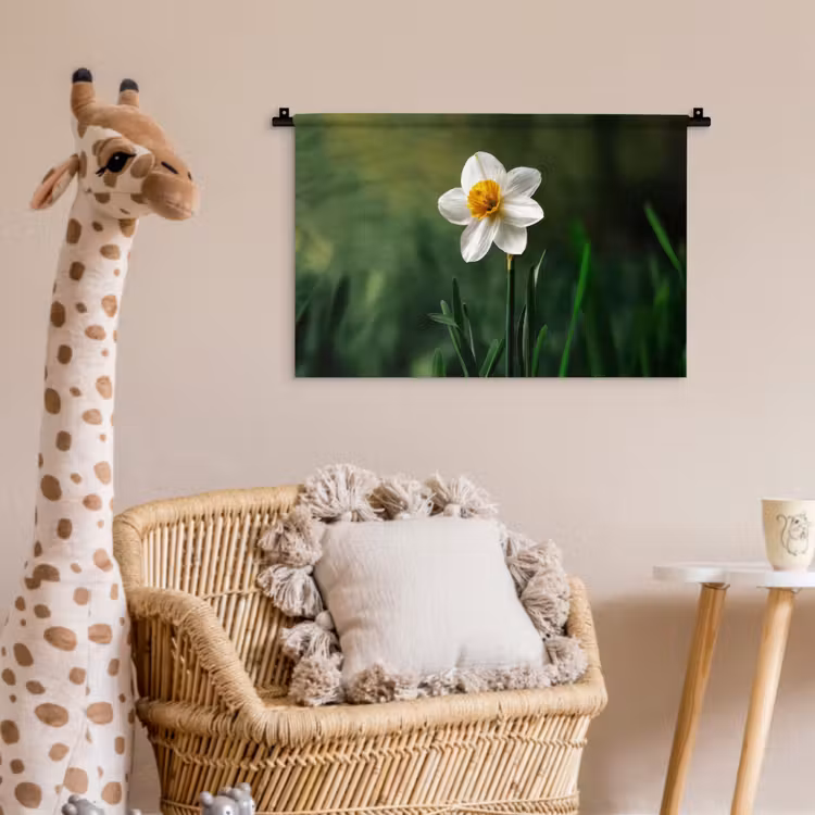 Wandkleed - Narcis - Bloem - Wit - Grassprieten — 5