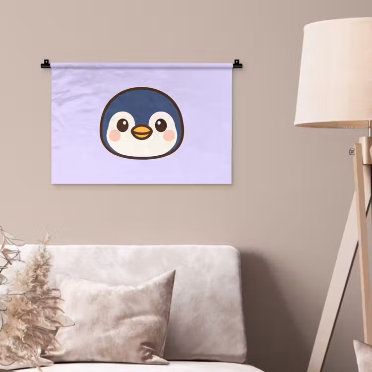 Wandkleed - Pinguïn - Paars - Schattig — 2