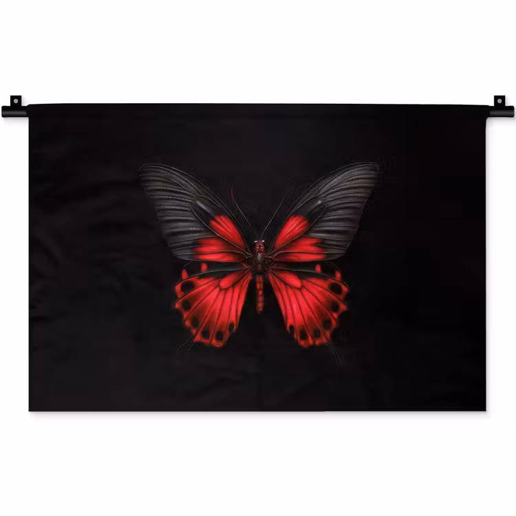 Wandkleed - Vlinder - Rood - Contrast — 1