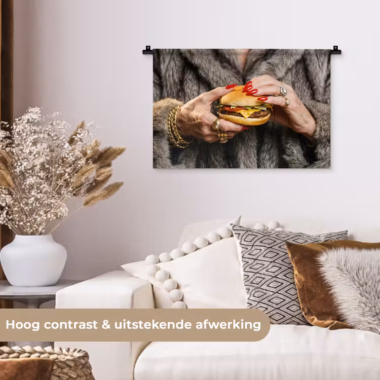 Wandkleed - Vrouw - Hamburger - Bontjas — 4