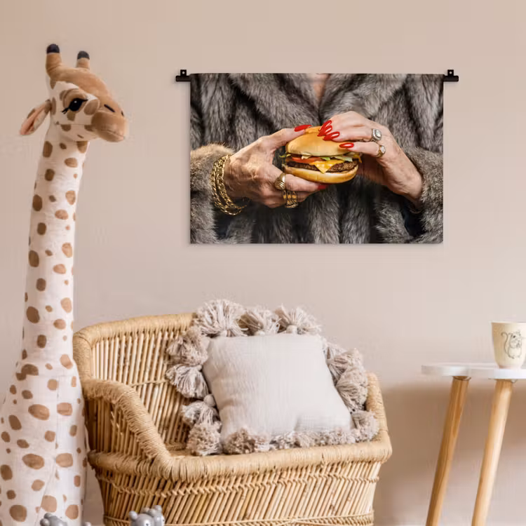 Wandkleed - Vrouw - Hamburger - Bontjas — 5