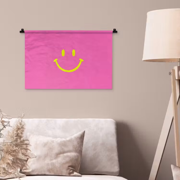 Wandkleed - Smiley - Vrolijk - Roze — 2