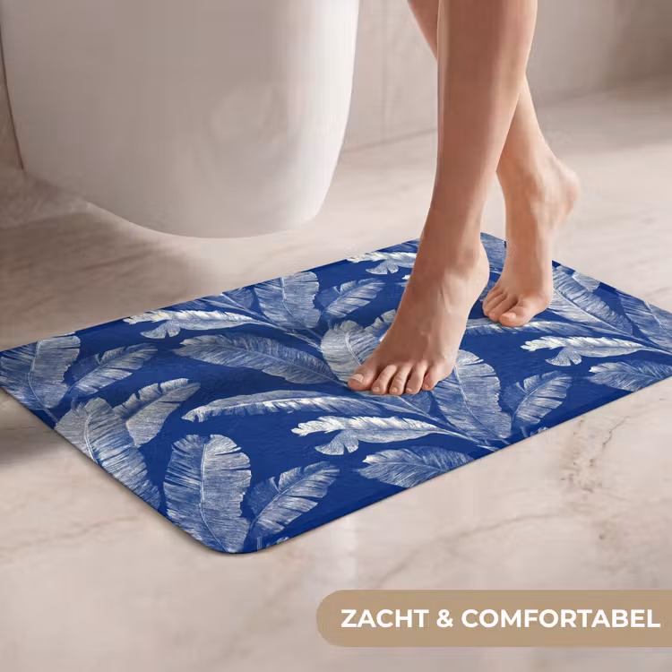 WC Mat - Blad - Palm - Blauw — 7