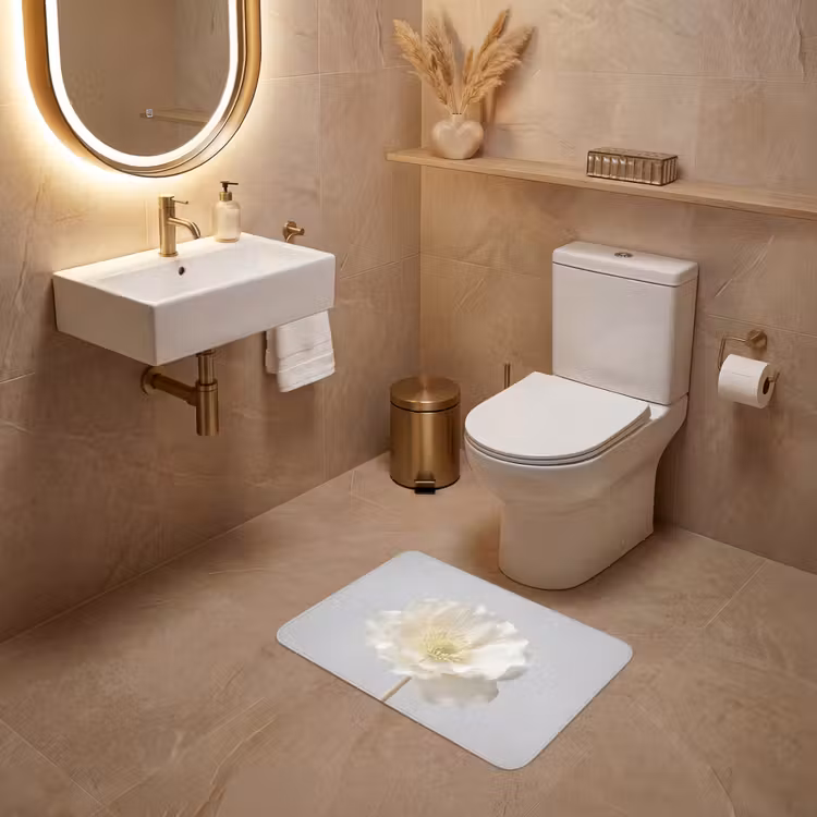 WC Mat - Bloem - Minimalistisch -Wit — 4