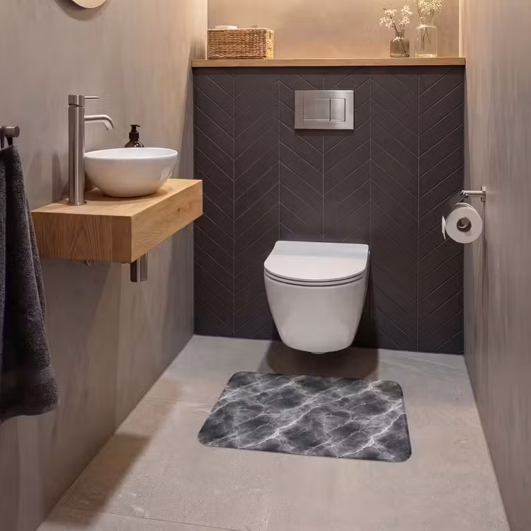 WC Mat - Donkergrijs - Bliksem - Marmer — 2