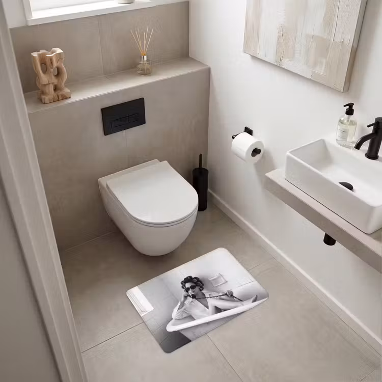 WC Mat - Bad - Vrouw - Zwart - Wit — 6