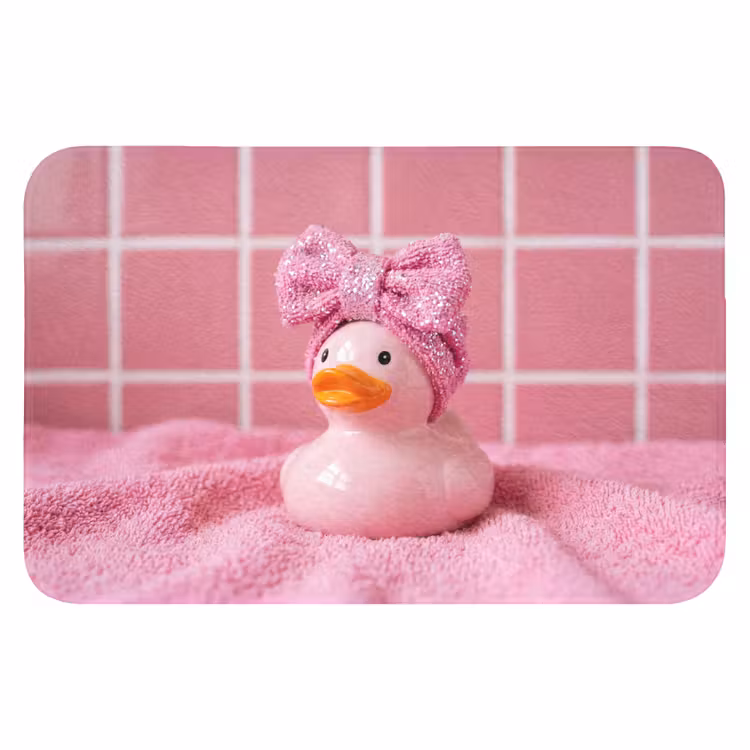 WC Mat - Badeend -Strik - Roze — 1