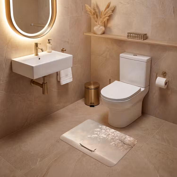 WC Mat - Bloesems - Wit - Boot - Minimalistisch — 4