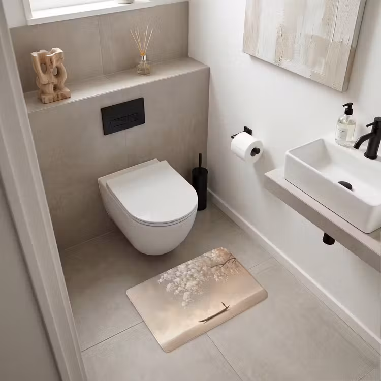 WC Mat - Bloesems - Wit - Boot - Minimalistisch — 6