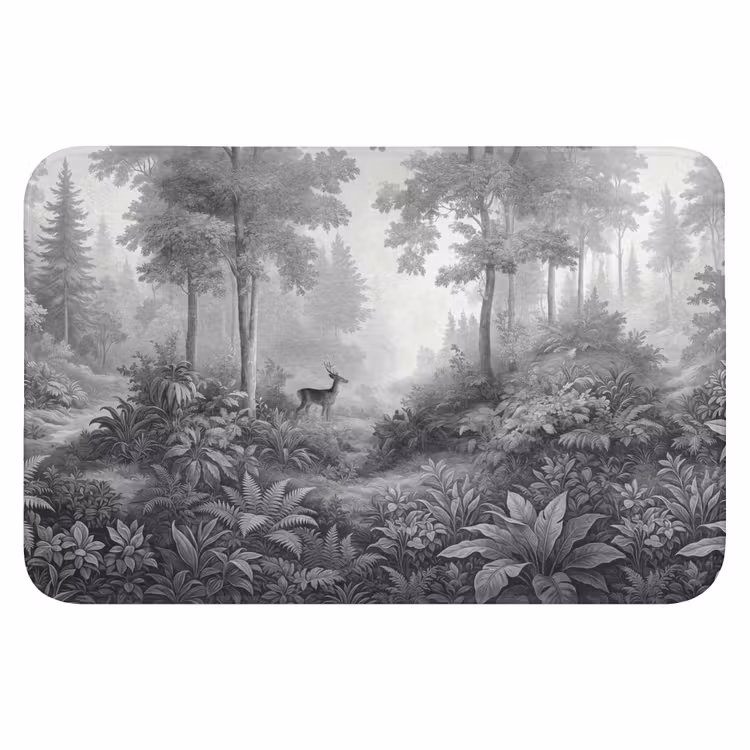 WC Mat - Bos - Hert - Zwart - Wit — 1