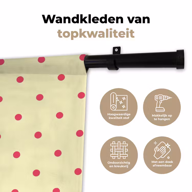 Wandkleed - Nice - Stippen - Roze - Geel — 3