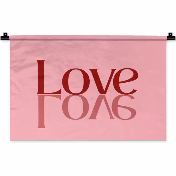 Wandkleed - Love - Roze - Spiegeling — 1