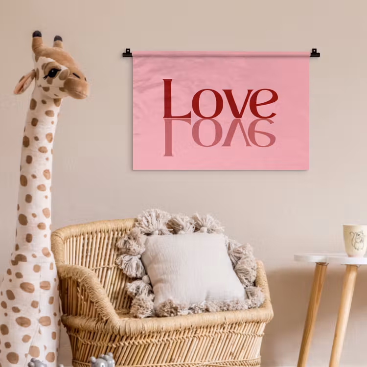 Wandkleed - Love - Roze - Spiegeling — 5