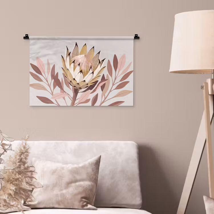 Wandkleed - Protea - Bloem - Botanisch - Beige — 2