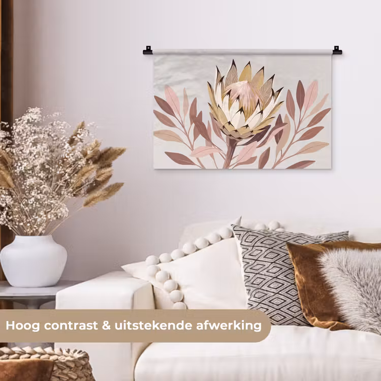Wandkleed - Protea - Bloem - Botanisch - Beige — 4