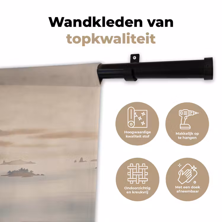 Wandkleed - Japans - Landschap - Beige — 3