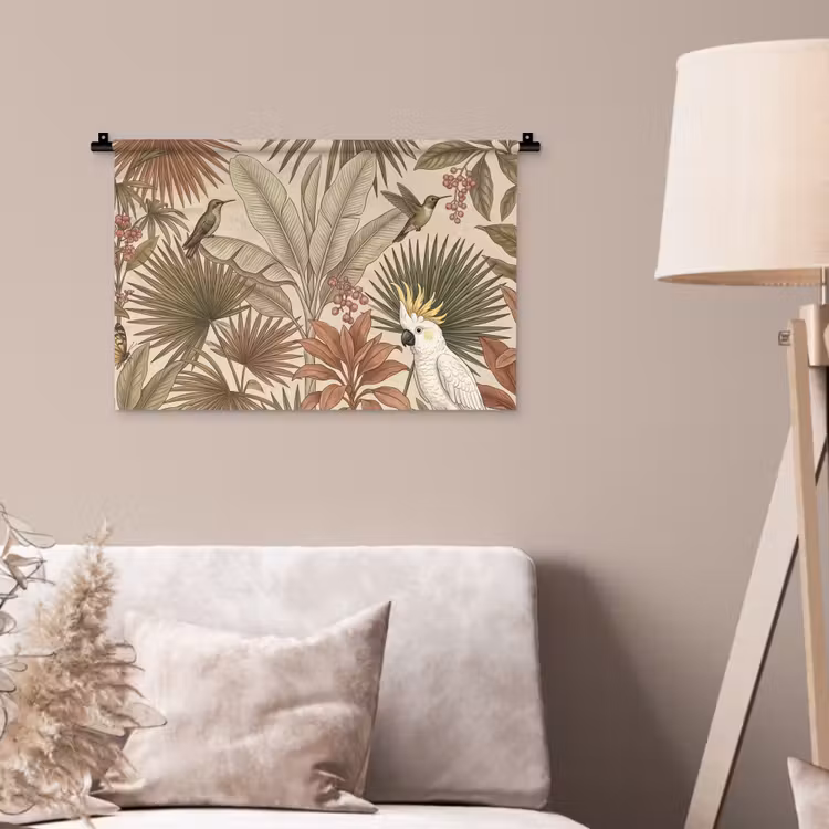 Wandkleed - Tropisch - Vogels - Beige — 2