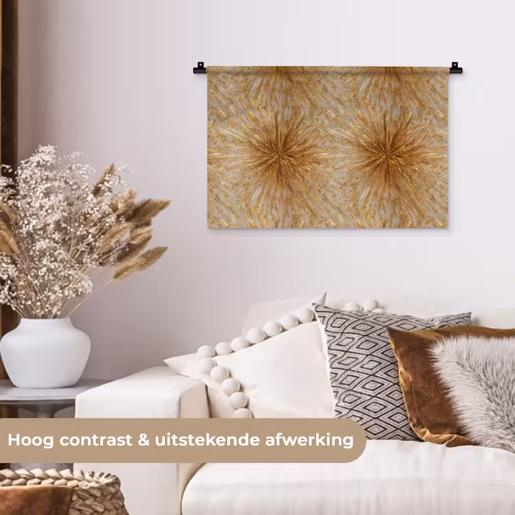 Wandkleed - Explosie - Abstract - Goud - Wit — 4