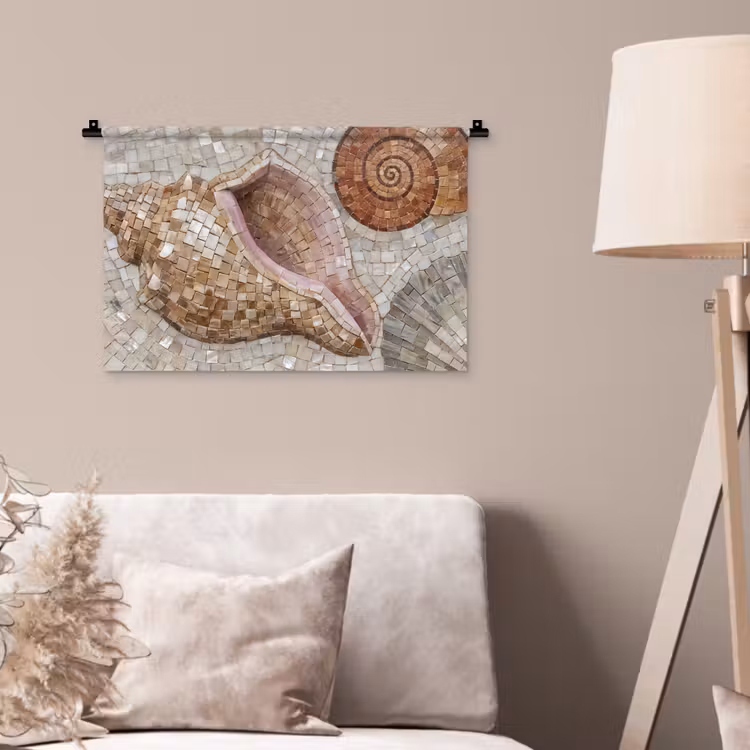 Wandkleed - Schelp - Mozaïek - Zee - Beige - Modern — 2