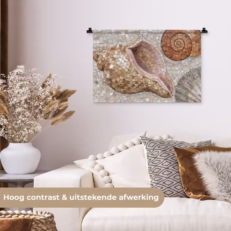 Wandkleed - Schelp - Mozaïek - Zee - Beige - Modern — 4