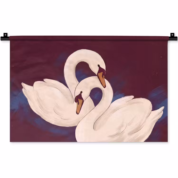 Wandkleed - Vogel - Koppel - Liefde - Abstract - Wit — 1